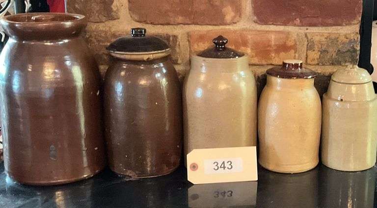 Five Piece Crock Canister Set image