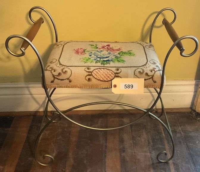 Needlepoint Vanity Bench image