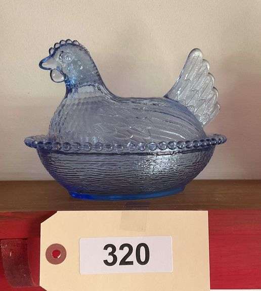 Blue Glass Hen On Nest image