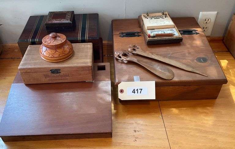 Two Lap Top Writing Desks, Covered Boxes, Alexander Graham Bell Message Pad & More image