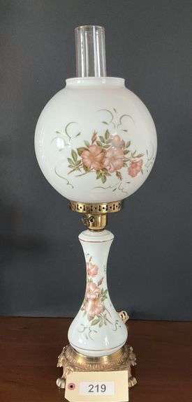 Brass And Glass Table Lamp, 27" image