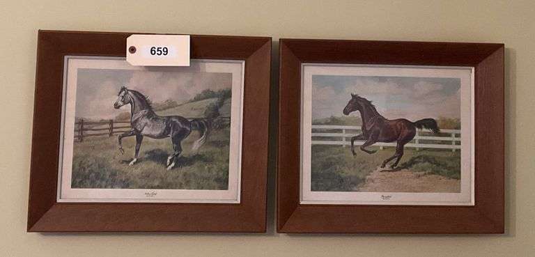 Framed Horse Prints, 'Arabian' And 'Thoroughbred', 17"X15" image