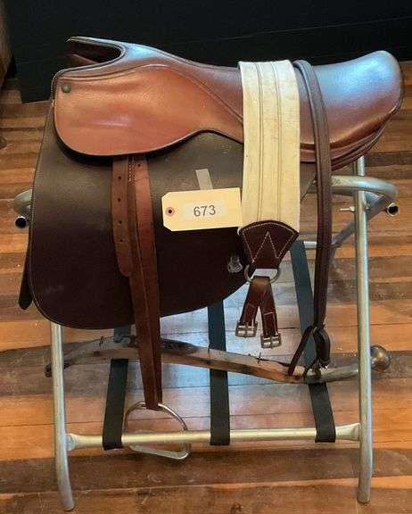 English Leather Saddle, J.A. Barnsby & Sons, Walsall & London, Saddle Stand And Harness image