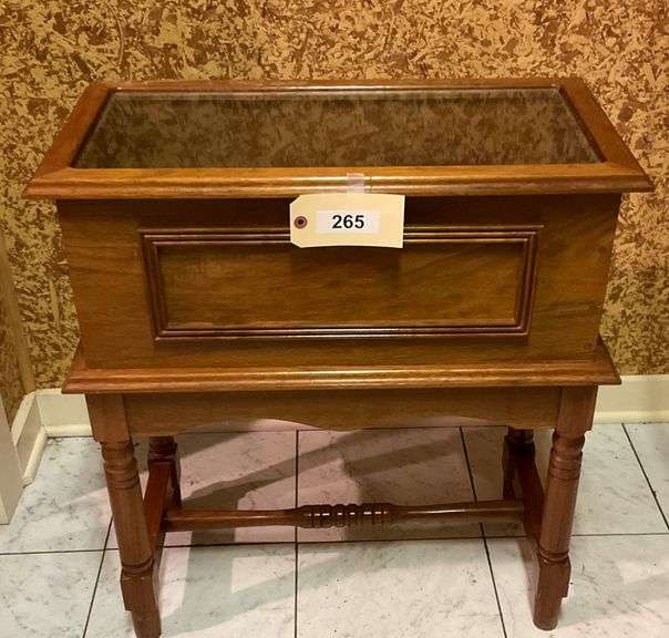 Wood And Glass Showcase Table, 26"X14"28" image
