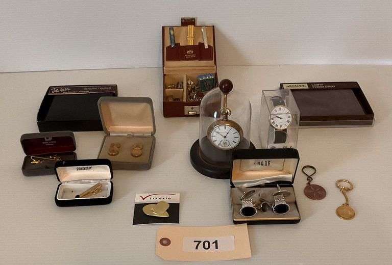 Two NEW Mens Leather Billfolds, NEW Panatech Quartz Wrist Watch, Pocket Watch, Mens Jewelry, & More image