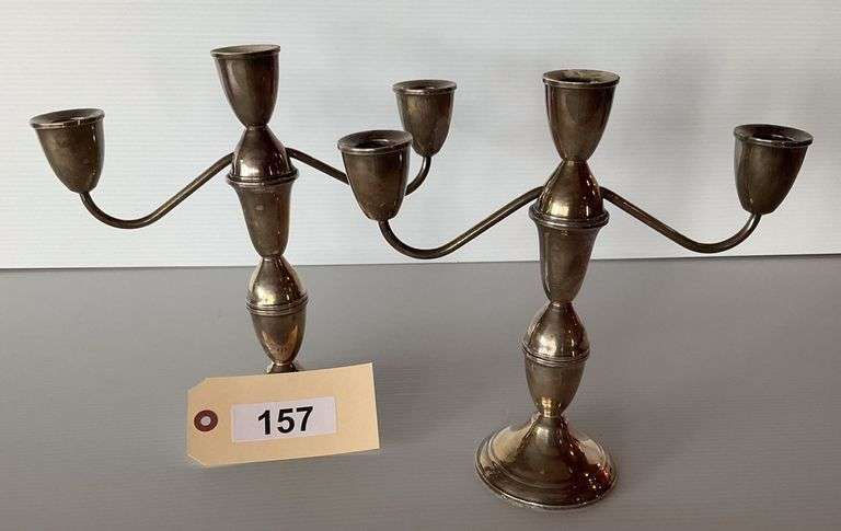Pair Of Sterling Silver Candelabras image