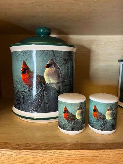 Cardinal Canister Set, Casserole Dish & Bowls