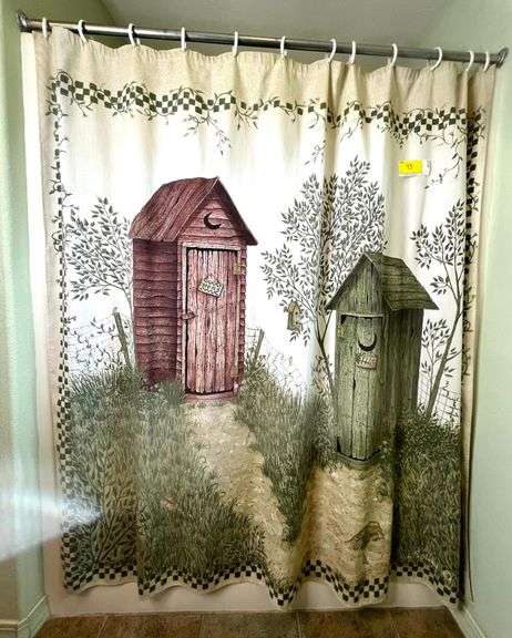 Outhouse Shower Curtain, Window Curtain & Coordinating Decor