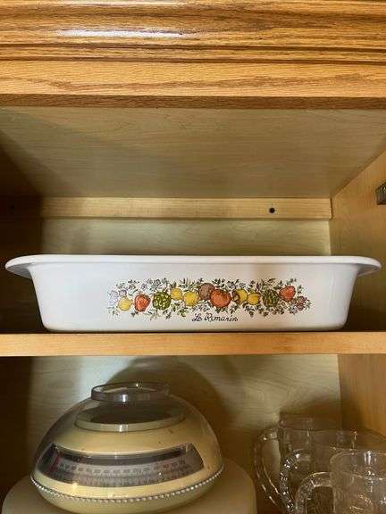 Contents of Cabinet- Includes Fire King, Snoopy, Tupperware, Glasses, Casserole Dish & More!