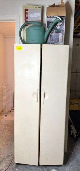 Vintage Metal Cabinet + Contents