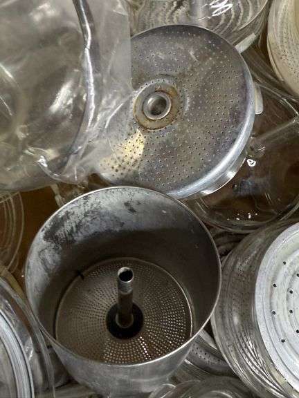 Glass & Stainless Teapots with box of parts