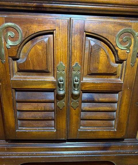 Wooden Nightstand with Doors & Inner Shelves- see photos