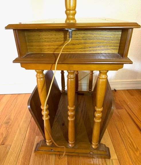 Wooden Side Table Lamp