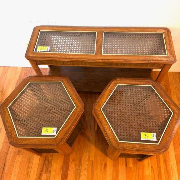 2 1970s Side Tables & Sofa Table