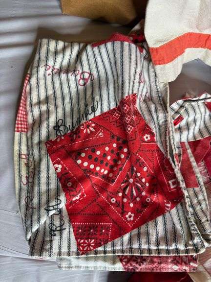 Box of Linens- Aprons & more