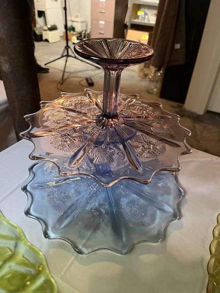 8 Vintage L.E. Smith Pressed Glass Pedestal Dishes- Assorted Styles & Colors