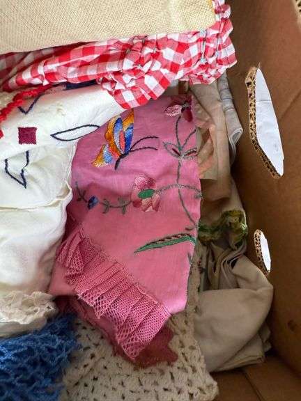 Box of Linens- pillow, florals, patriotic & more