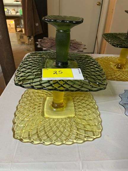 8 Vintage L.E. Smith Pressed Glass Pedestal Dishes- Assorted Styles & Colors