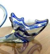 Hand Blown Glass Swan- Blue Swirl
