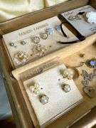 Vintage Jewelry Box w/ Jewelry Assortment- chains, earrings, necklaces, bracelets