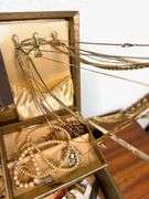 Vintage Jewelry Box w/ Jewelry Assortment- chains, earrings, necklaces, bracelets