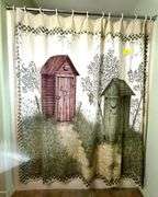 Outhouse Shower Curtain, Window Curtain & Coordinating Decor