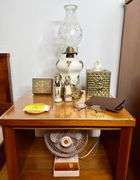 Oil Lamp, Wesclox Electric Clock, Fan, Figurines & more!