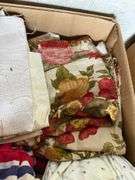 Box of Linens- Aprons & more