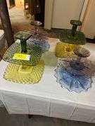 8 Vintage L.E. Smith Pressed Glass Pedestal Dishes- Assorted Styles & Colors