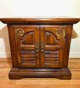 Wooden Nightstand with Doors & Inner Shelves- see photos