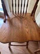 2 Solid Oak Pressed Back Swivel Barstools- 3'4" to seat bottom, 2' seat height