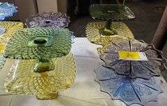 8 Vintage L.E. Smith Pressed Glass Pedestal Dishes- Assorted Colors & Styles