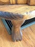 Amish Made Oak Curved Front China Cabinet with Carved Lion Details contents not included
