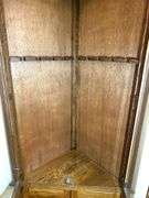 Oak Corner Gun Cabinet w/ Locking Glass Front Doors & Lower Locking Ammo Storage