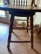 2 Solid Oak Pressed Back Swivel Barstools- 3'4" to seat bottom, 2' seat height