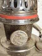 1920s Aladdin #11 Kerosene Lamp, Red Glass Barn Lamp, Mid-Century Ribbed Base Oil Lamp