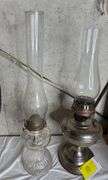 1920s Aladdin #11 Kerosene Lamp, Red Glass Barn Lamp, Mid-Century Ribbed Base Oil Lamp