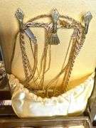 Vintage Jewelry Box w/ Jewelry Assortment- chains, earrings, necklaces, bracelets