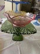 Lot of Vintage L.E. Smith Pressed Glass Dessert Pedestal Dishes – Assorted Colors & Styles