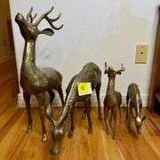 4 Brass Reindeer Figurines