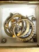 Vintage Jewelry Box w/ Jewelry Assortment- chains, earrings, necklaces, bracelets