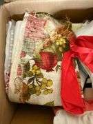 Box of Linens- Aprons & more