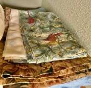 Shelf of Household Linens- Browns, Blues & White