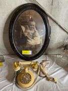 Antique Framed Baby with Doll