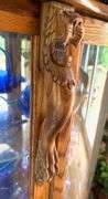 Amish Made Oak Curved Front China Cabinet with Carved Lion Details contents not included