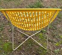 Pair of HIGHLY COLLECTIBLE Vintage Fabiano & Panzini Yellow Scoop Patio Chairs- Made in Canada