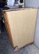 2-Door Cabinet on Castors with Wooden Plank Top