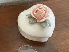 Mixed Lot of Collectibles: Magnifying Glass, Jewelry Box, Brooch, and More