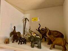 Assortment of Brass & Marble Elephants- 12 total