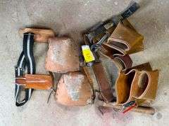 Leather Tool Belt with Pouches and Knee Pads